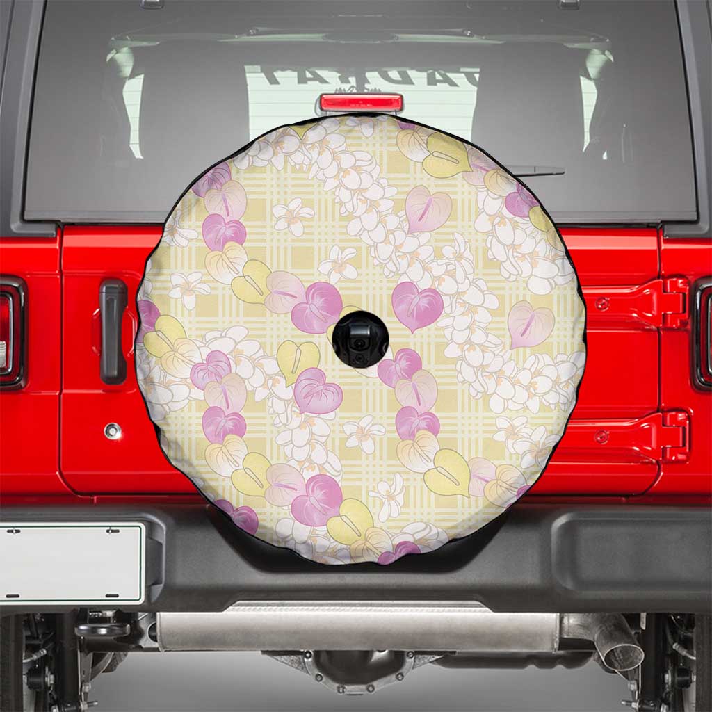 Anthurium Plumeria Lei Pastel Spare Tire Cover Yellow Hawaiian Splendid Palaka LT01 - Polynesian Pride