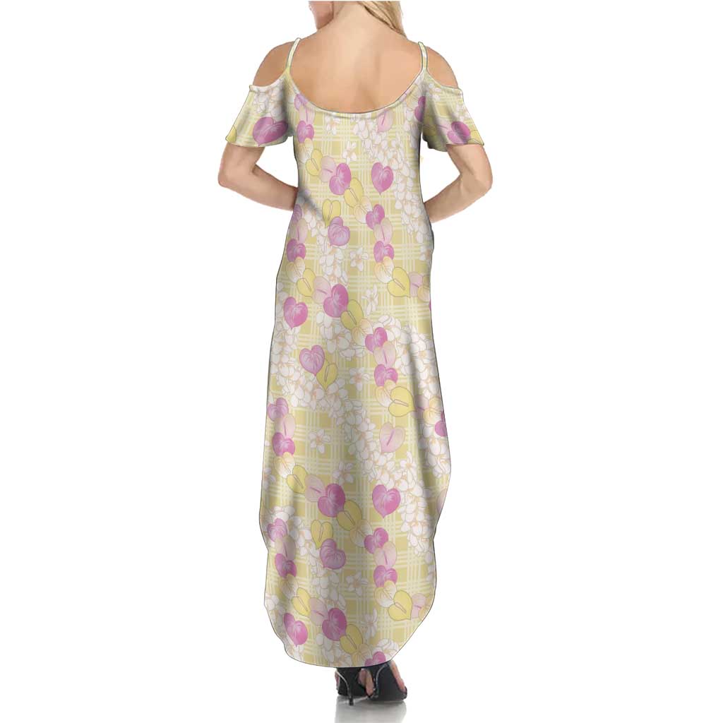 Anthurium Plumeria Lei Pastel Summer Maxi Dress Yellow Hawaiian Splendid Palaka