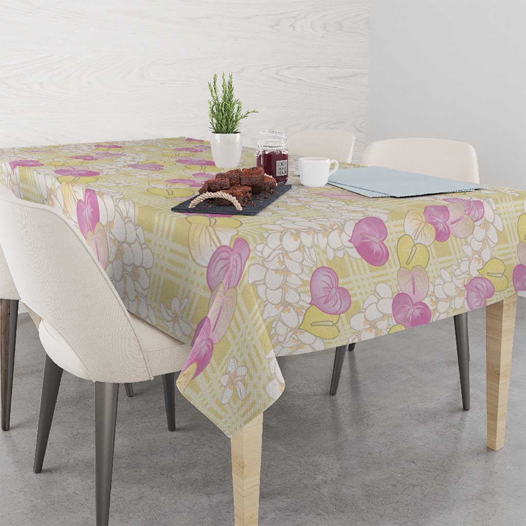Anthurium Plumeria Lei Pastel Tablecloth Yellow Hawaiian Splendid Palaka
