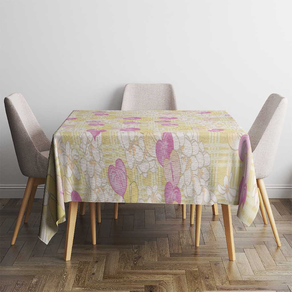 Anthurium Plumeria Lei Pastel Tablecloth Yellow Hawaiian Splendid Palaka