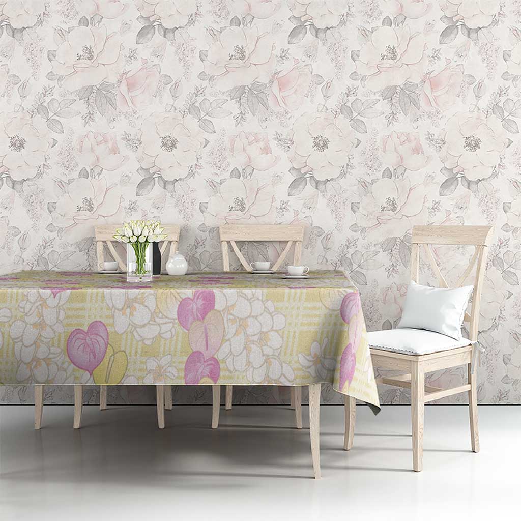Anthurium Plumeria Lei Pastel Tablecloth Yellow Hawaiian Splendid Palaka