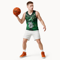 Personalised Maori Matariki Manaia Kakariki Basketball Jersey Maori Kowhaiwhai Pattern Galaxy LT01 - Polynesian Pride