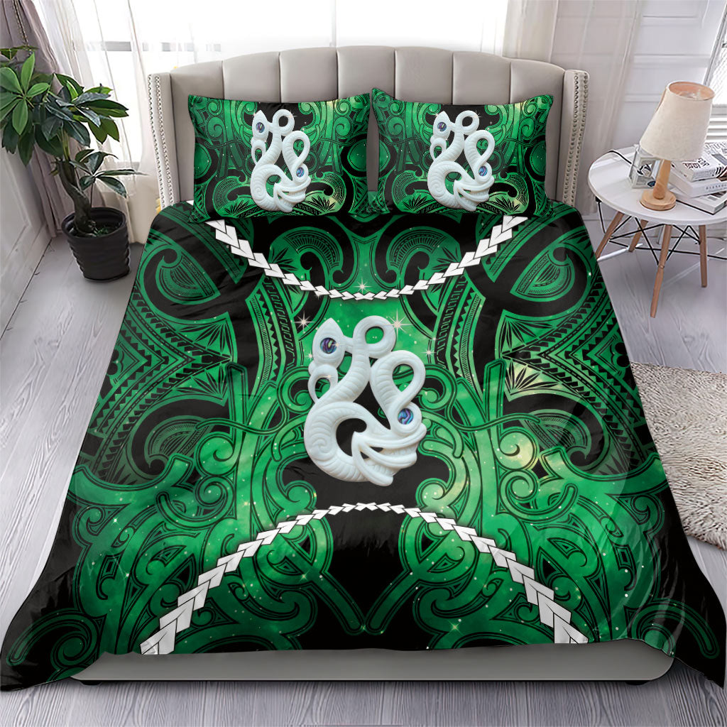 Maori Matariki Manaia Kakariki Bedding Set Maori Kowhaiwhai Pattern Galaxy LT01 - Polynesian Pride