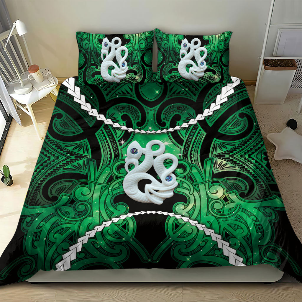Maori Matariki Manaia Kakariki Bedding Set Maori Kowhaiwhai Pattern Galaxy LT01 - Polynesian Pride
