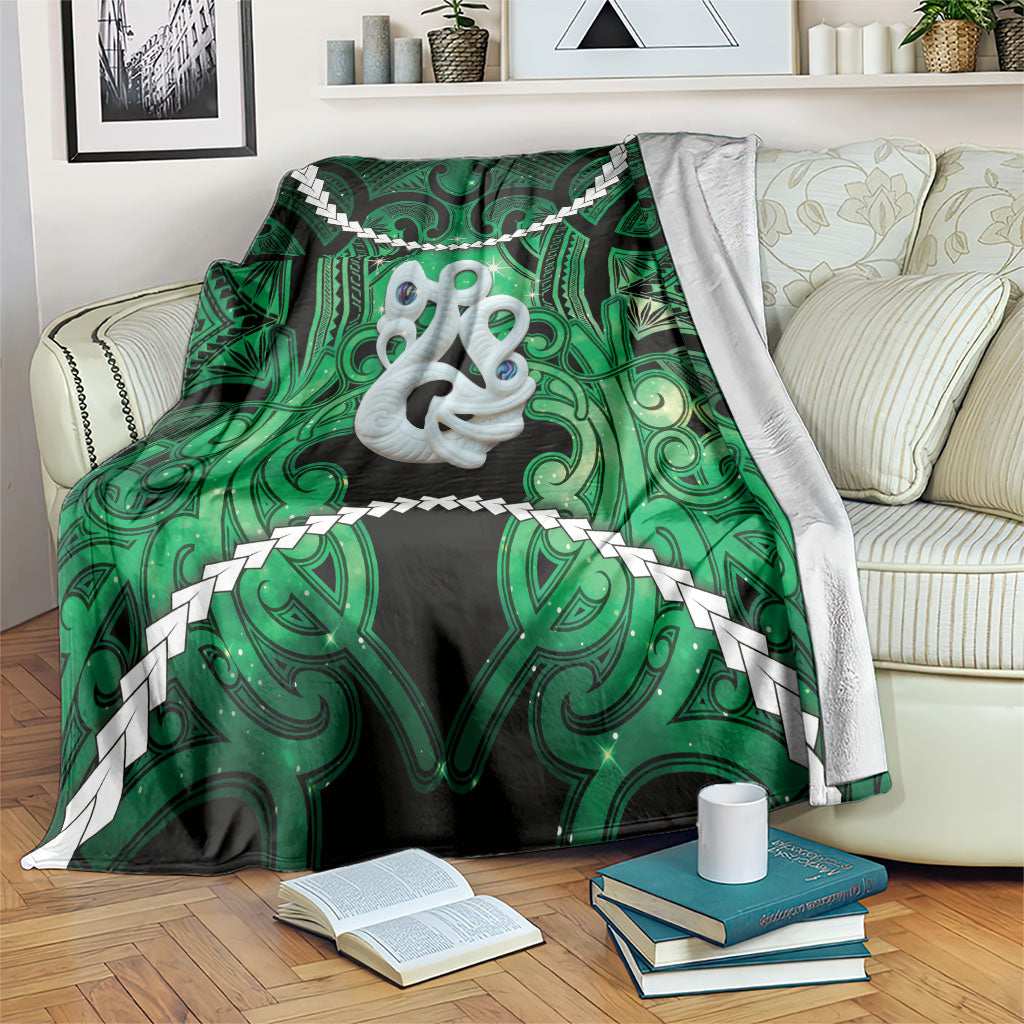 Maori Matariki Manaia Kakariki Blanket Maori Kowhaiwhai Pattern Galaxy LT01 Green - Polynesian Pride