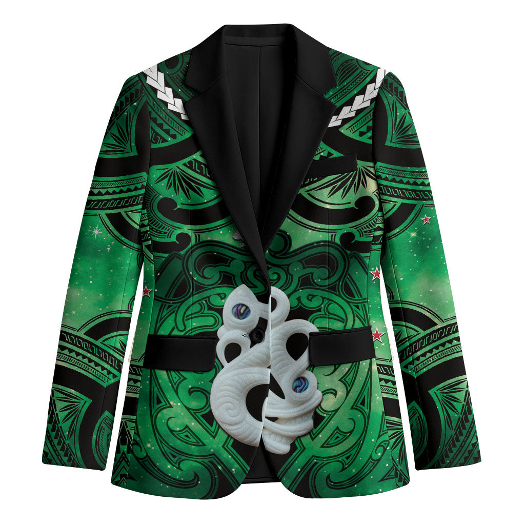 Personalised Maori Matariki Manaia Kakariki Blazer Maori Kowhaiwhai Pattern Galaxy LT01 Unisex Green - Polynesian Pride