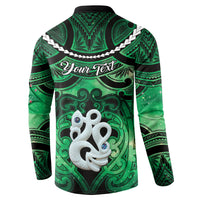 Personalised Maori Matariki Manaia Kakariki Button Sweatshirt Maori Kowhaiwhai Pattern Galaxy LT01 - Polynesian Pride
