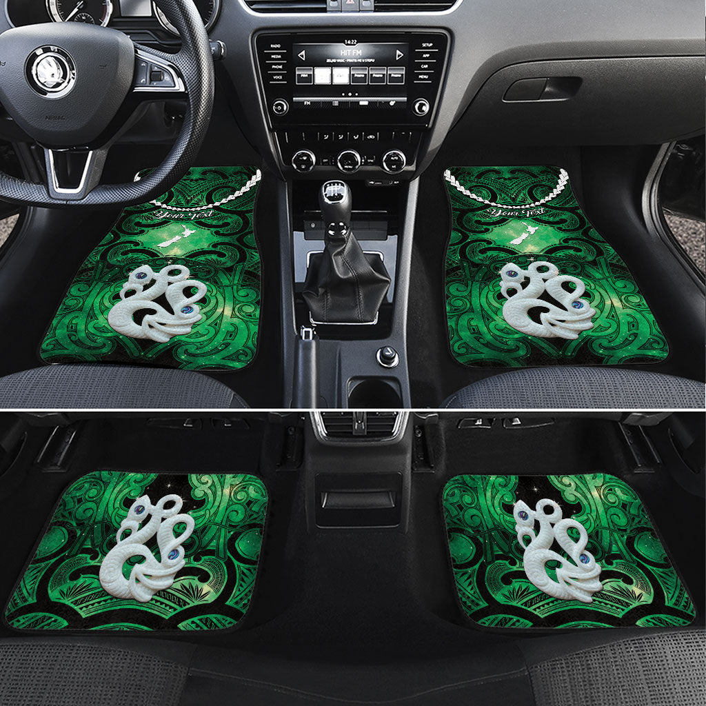 Personalised Maori Matariki Manaia Kakariki Car Mats Maori Kowhaiwhai Pattern Galaxy LT01 Set 4pcs Green - Polynesian Pride