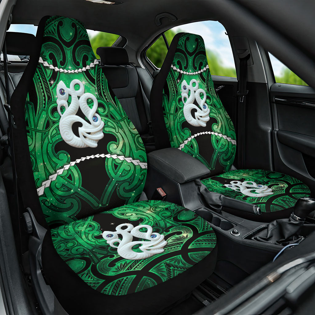 Maori Matariki Manaia Kakariki Car Seat Cover Maori Kowhaiwhai Pattern Galaxy LT01 One Size Green - Polynesian Pride