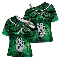 Personalised Maori Matariki Manaia Kakariki Cross Shoulder Shirt Maori Kowhaiwhai Pattern Galaxy LT01 - Polynesian Pride