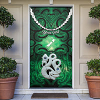 Personalised Maori Matariki Manaia Kakariki Door Cover Maori Kowhaiwhai Pattern Galaxy LT01 Green - Polynesian Pride