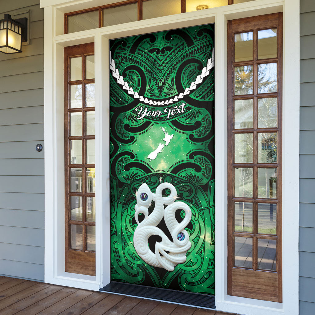 Personalised Maori Matariki Manaia Kakariki Door Cover Maori Kowhaiwhai Pattern Galaxy LT01 - Polynesian Pride