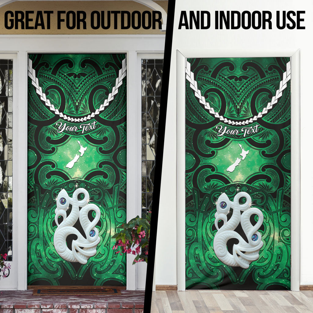 Personalised Maori Matariki Manaia Kakariki Door Cover Maori Kowhaiwhai Pattern Galaxy LT01 - Polynesian Pride