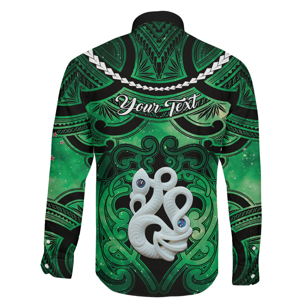 Personalised Maori Matariki Manaia Kakariki Family Matching Off The Shoulder Long Sleeve Dress and Hawaiian Shirt Maori Kowhaiwhai Pattern Galaxy
