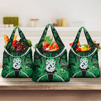 Maori Matariki Manaia Kakariki Grocery Bag Maori Kowhaiwhai Pattern Galaxy