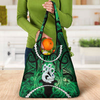 Maori Matariki Manaia Kakariki Grocery Bag Maori Kowhaiwhai Pattern Galaxy