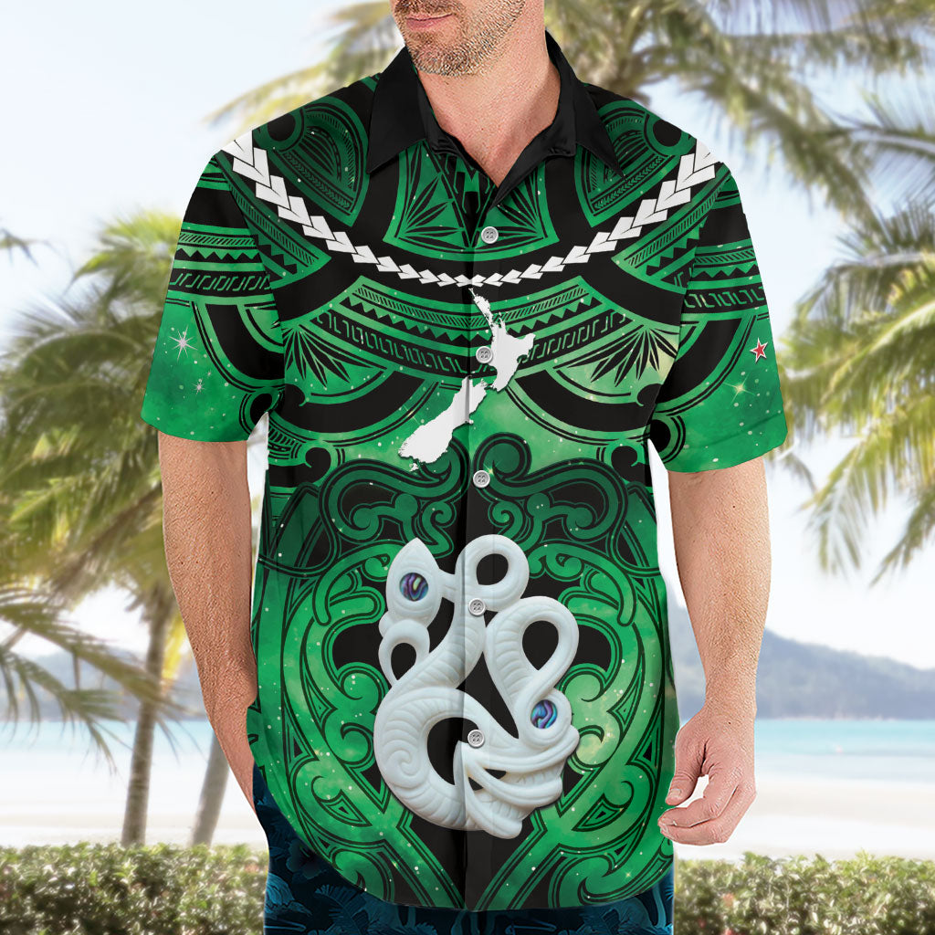 Personalised Maori Matariki Manaia Kakariki Hawaiian Shirt Maori Kowhaiwhai Pattern Galaxy LT01 - Polynesian Pride
