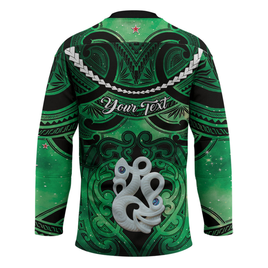 Personalised Maori Matariki Manaia Kakariki Hockey Jersey Maori Kowhaiwhai Pattern Galaxy LT01 - Polynesian Pride