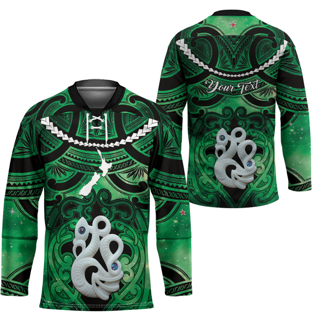 Personalised Maori Matariki Manaia Kakariki Hockey Jersey Maori Kowhaiwhai Pattern Galaxy LT01 - Polynesian Pride