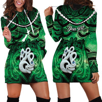 Personalised Maori Matariki Manaia Kakariki Hoodie Dress Maori Kowhaiwhai Pattern Galaxy LT01 - Polynesian Pride