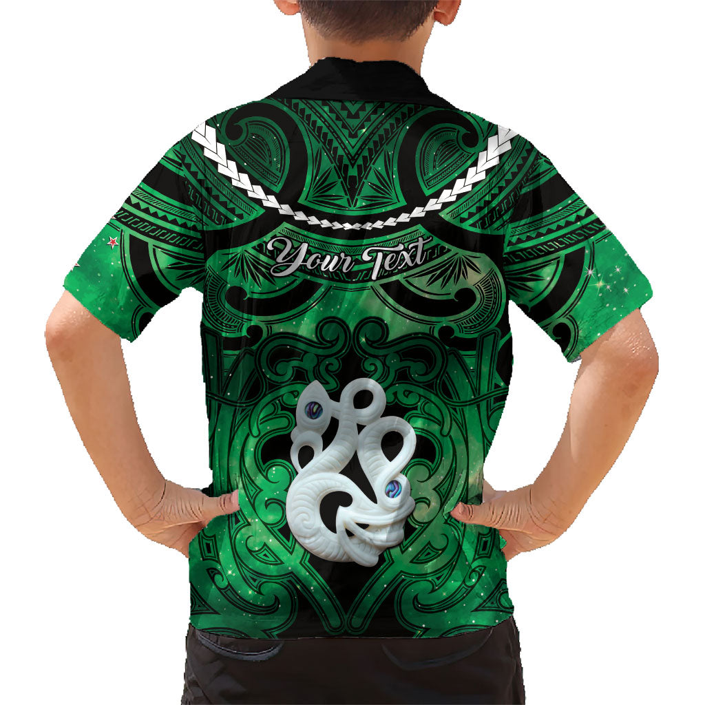 Personalised Maori Matariki Manaia Kakariki Kid Hawaiian Shirt Maori Kowhaiwhai Pattern Galaxy