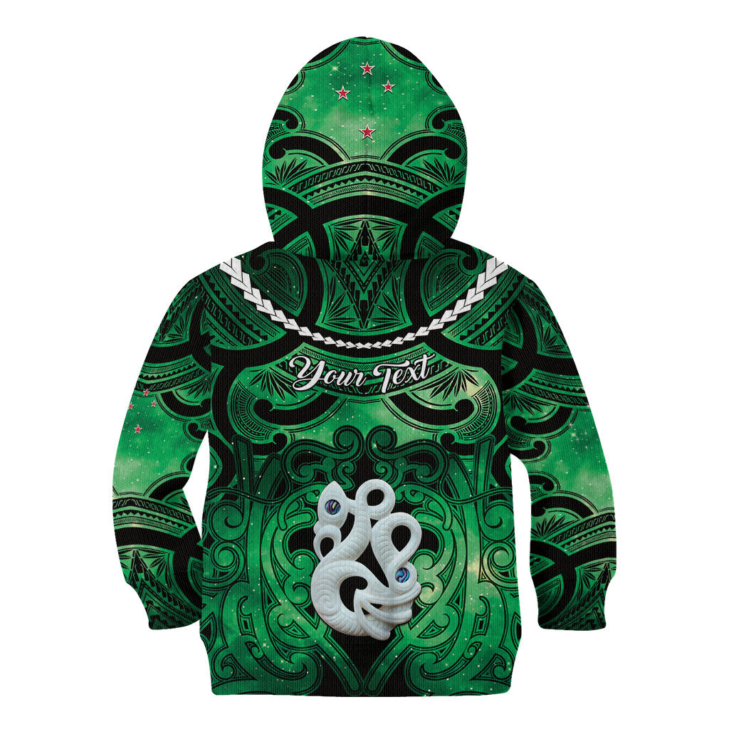 Personalised Maori Matariki Manaia Kakariki Kid Hoodie Maori Kowhaiwhai Pattern Galaxy LT01 - Polynesian Pride