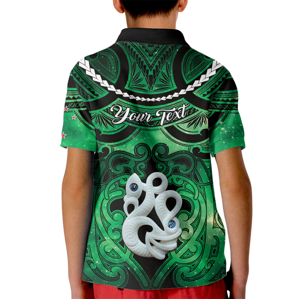 Personalised Maori Matariki Manaia Kakariki Kid Polo Shirt Maori Kowhaiwhai Pattern Galaxy LT01 - Polynesian Pride