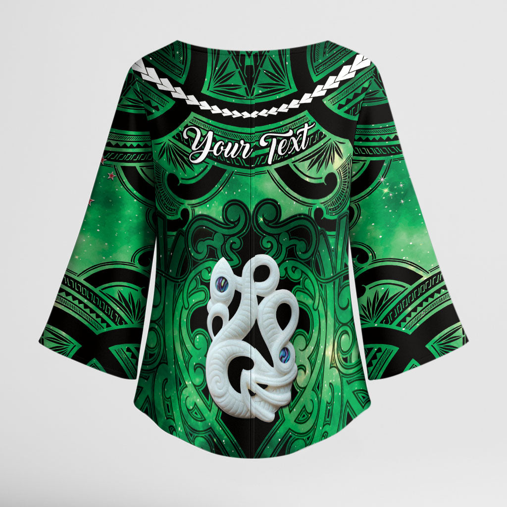 Personalised Maori Matariki Manaia Kakariki Kimono Sleeve Blouse Maori Kowhaiwhai Pattern Galaxy LT01 - Polynesian Pride