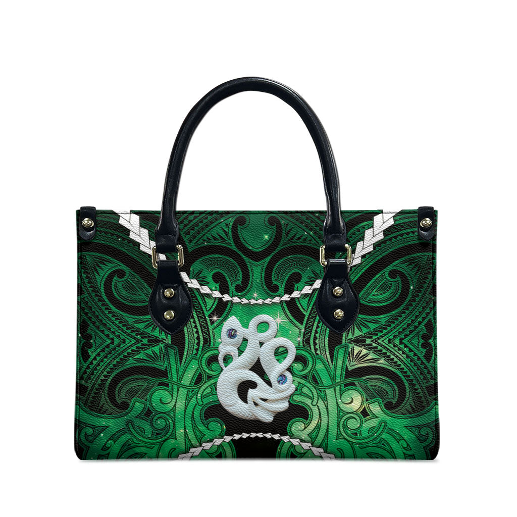 Maori Matariki Manaia Kakariki Leather Bag Maori Kowhaiwhai Pattern Galaxy LT01 - Polynesian Pride