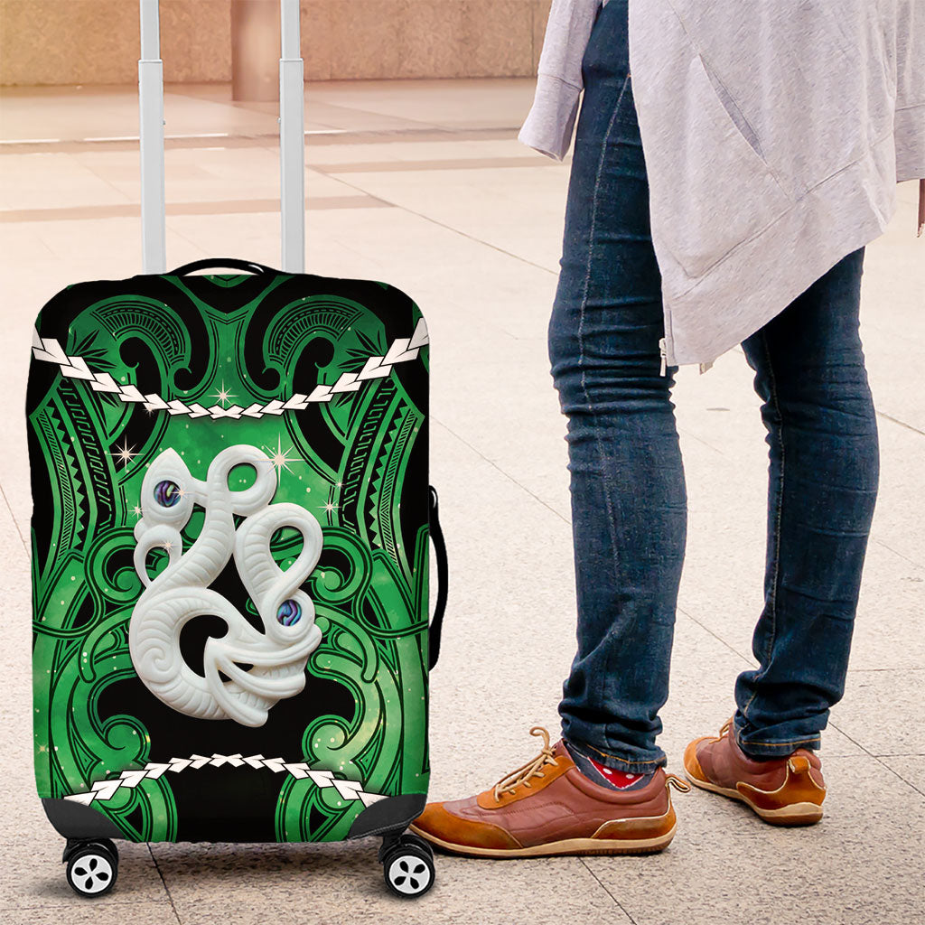 Maori Matariki Manaia Kakariki Luggage Cover Maori Kowhaiwhai Pattern Galaxy LT01 Green - Polynesian Pride
