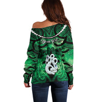 Personalised Maori Matariki Manaia Kakariki Off Shoulder Sweater Maori Kowhaiwhai Pattern Galaxy LT01 - Polynesian Pride