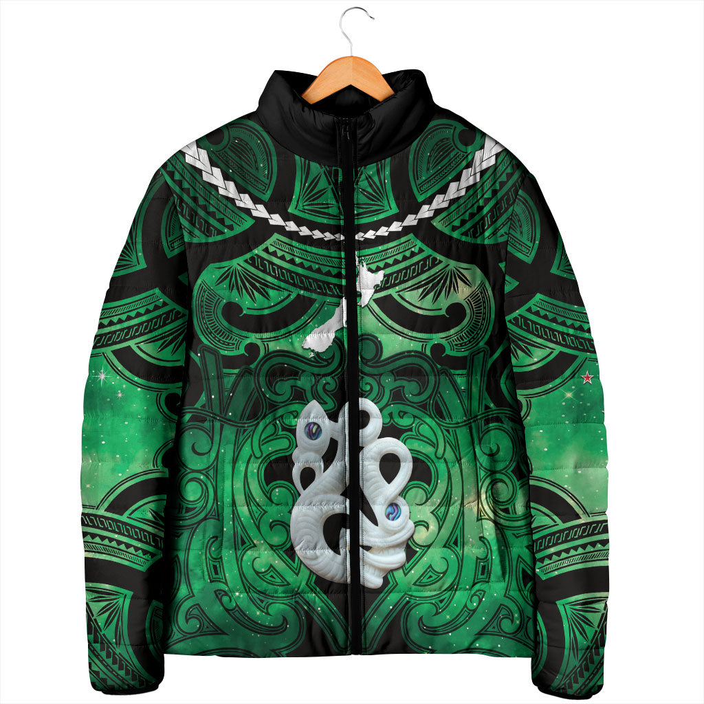 Personalised Maori Matariki Manaia Kakariki Padded Jacket Maori Kowhaiwhai Pattern Galaxy LT01 - Polynesian Pride