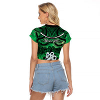 Personalised Maori Matariki Manaia Kakariki Raglan Cropped T Shirt Maori Kowhaiwhai Pattern Galaxy LT01 - Polynesian Pride