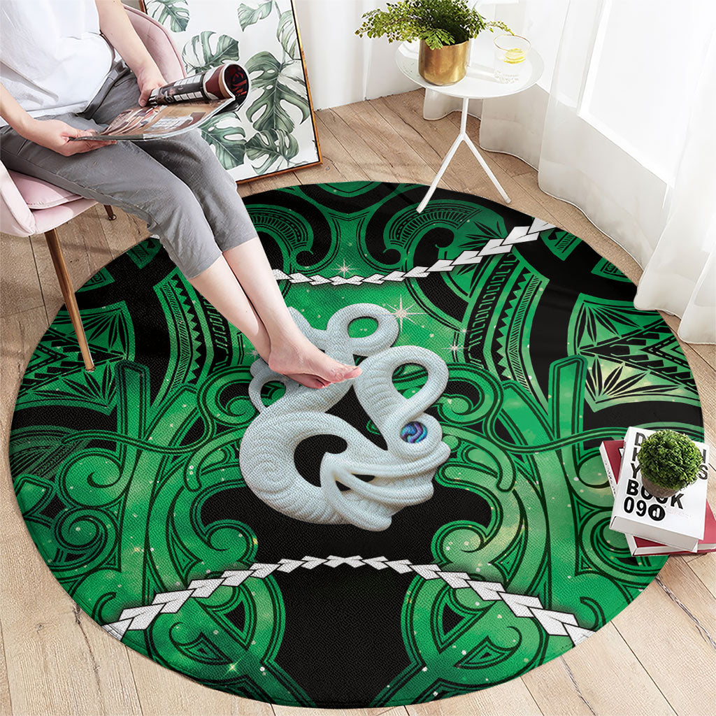Maori Matariki Manaia Kakariki Round Carpet Maori Kowhaiwhai Pattern Galaxy LT01 - Polynesian Pride