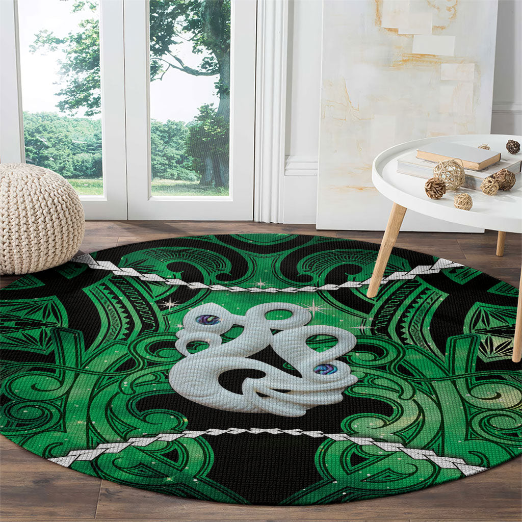 Maori Matariki Manaia Kakariki Round Carpet Maori Kowhaiwhai Pattern Galaxy LT01 - Polynesian Pride