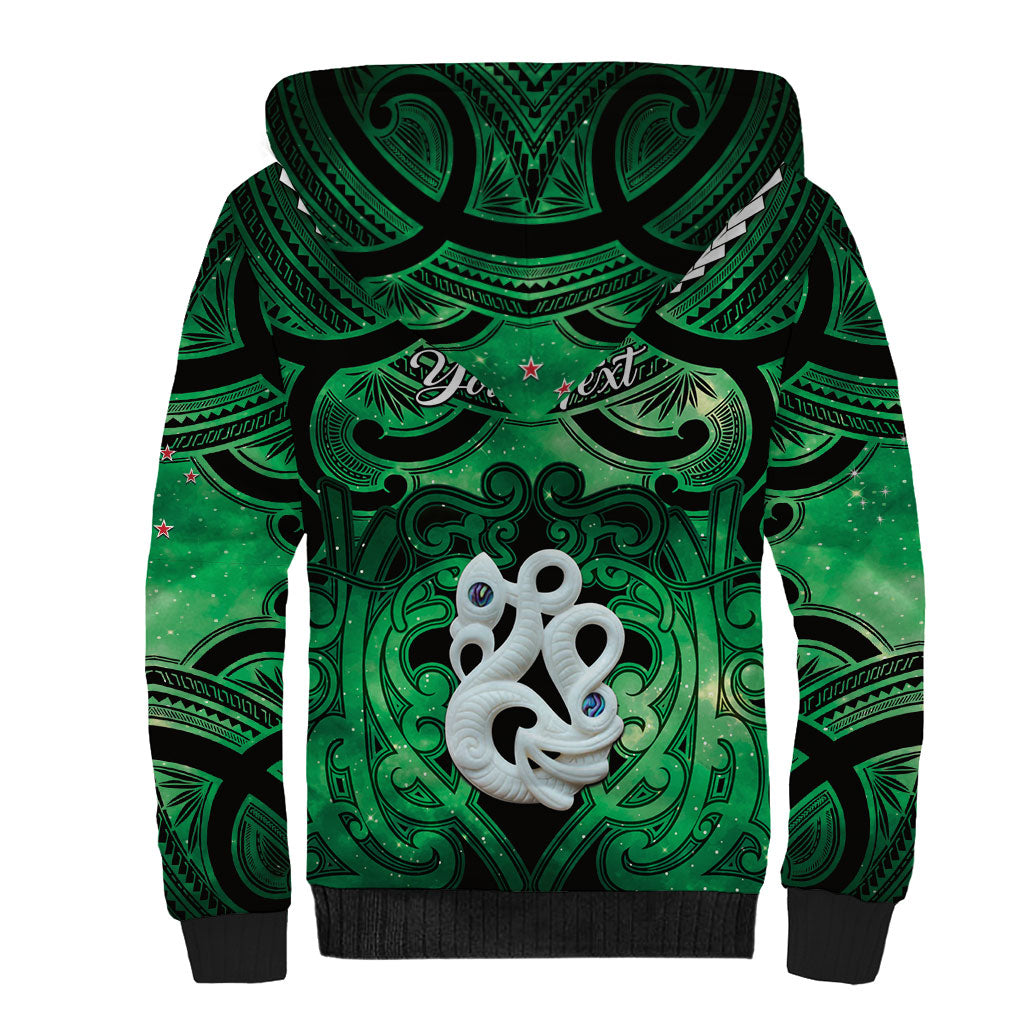 Personalised Maori Matariki Manaia Kakariki Sherpa Hoodie Maori Kowhaiwhai Pattern Galaxy LT01 - Polynesian Pride