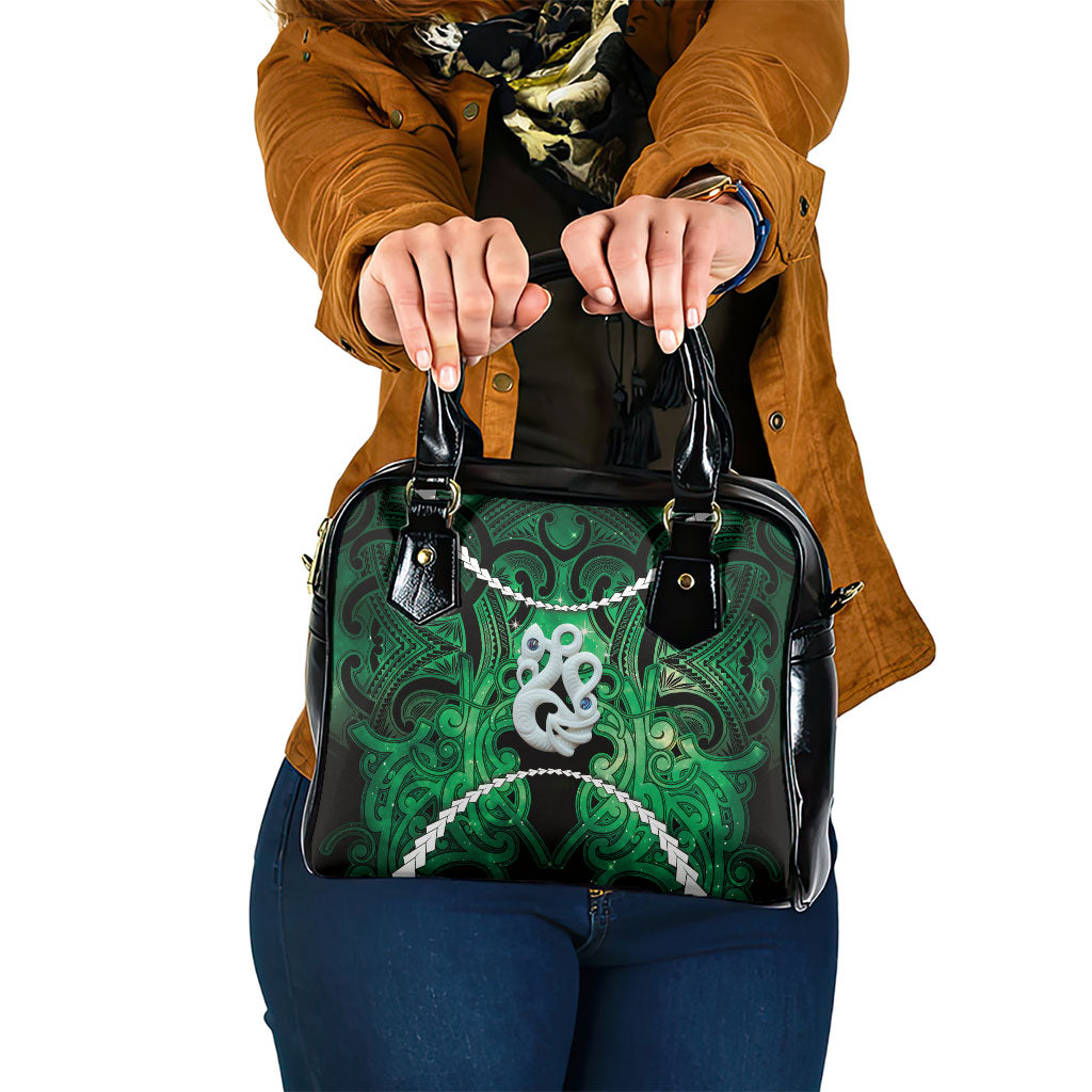 Maori Matariki Manaia Kakariki Shoulder Handbag Maori Kowhaiwhai Pattern Galaxy