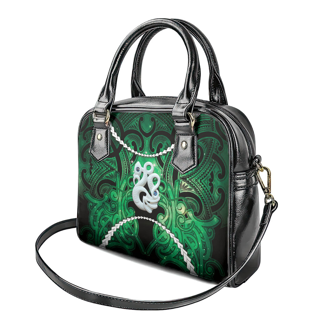 Maori Matariki Manaia Kakariki Shoulder Handbag Maori Kowhaiwhai Pattern Galaxy