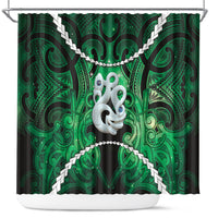 Maori Matariki Manaia Kakariki Shower Curtain Maori Kowhaiwhai Pattern Galaxy LT01 Green - Polynesian Pride