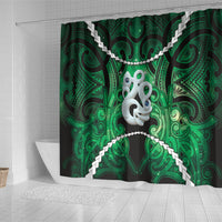 Maori Matariki Manaia Kakariki Shower Curtain Maori Kowhaiwhai Pattern Galaxy LT01 - Polynesian Pride