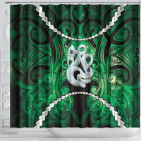 Maori Matariki Manaia Kakariki Shower Curtain Maori Kowhaiwhai Pattern Galaxy LT01 - Polynesian Pride