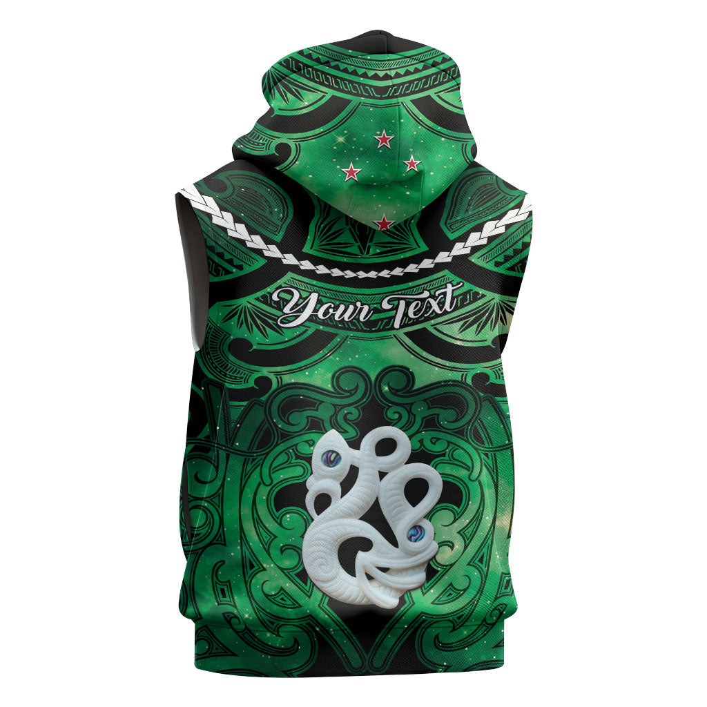 Personalised Maori Matariki Manaia Kakariki Sleeveless Hoodie Maori Kowhaiwhai Pattern Galaxy LT01 - Polynesian Pride