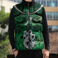 Personalised Maori Matariki Manaia Kakariki Sleeveless Puffer Jacket Maori Kowhaiwhai Pattern Galaxy LT01 - Polynesian Pride