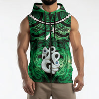 Personalised Maori Matariki Manaia Kakariki Sleeveless Zip Hoodie Maori Kowhaiwhai Pattern Galaxy LT01 - Polynesian Pride