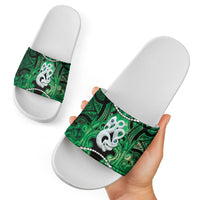 Maori Matariki Manaia Kakariki Slide Sandals Maori Kowhaiwhai Pattern Galaxy LT01 - Polynesian Pride