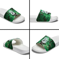 Maori Matariki Manaia Kakariki Slide Sandals Maori Kowhaiwhai Pattern Galaxy LT01 - Polynesian Pride