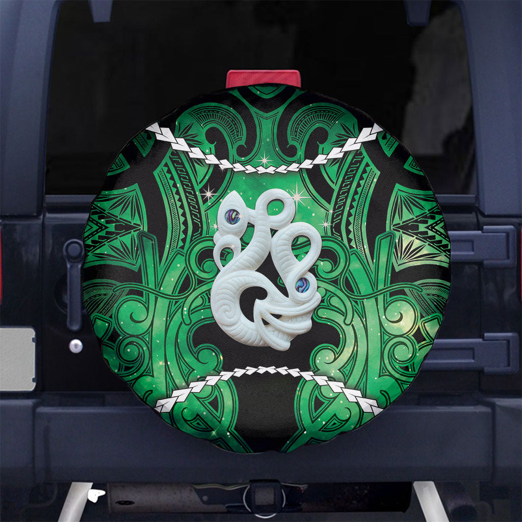 Maori Matariki Manaia Kakariki Spare Tire Cover Maori Kowhaiwhai Pattern Galaxy LT01 No hole Green - Polynesian Pride