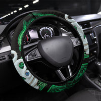 Maori Matariki Manaia Kakariki Steering Wheel Cover Maori Kowhaiwhai Pattern Galaxy LT01 Universal Fit Green - Polynesian Pride