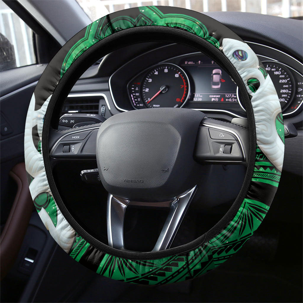 Maori Matariki Manaia Kakariki Steering Wheel Cover Maori Kowhaiwhai Pattern Galaxy LT01 - Polynesian Pride