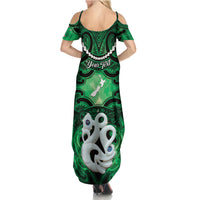 Personalised Maori Matariki Manaia Kakariki Summer Maxi Dress Maori Kowhaiwhai Pattern Galaxy LT01 - Polynesian Pride